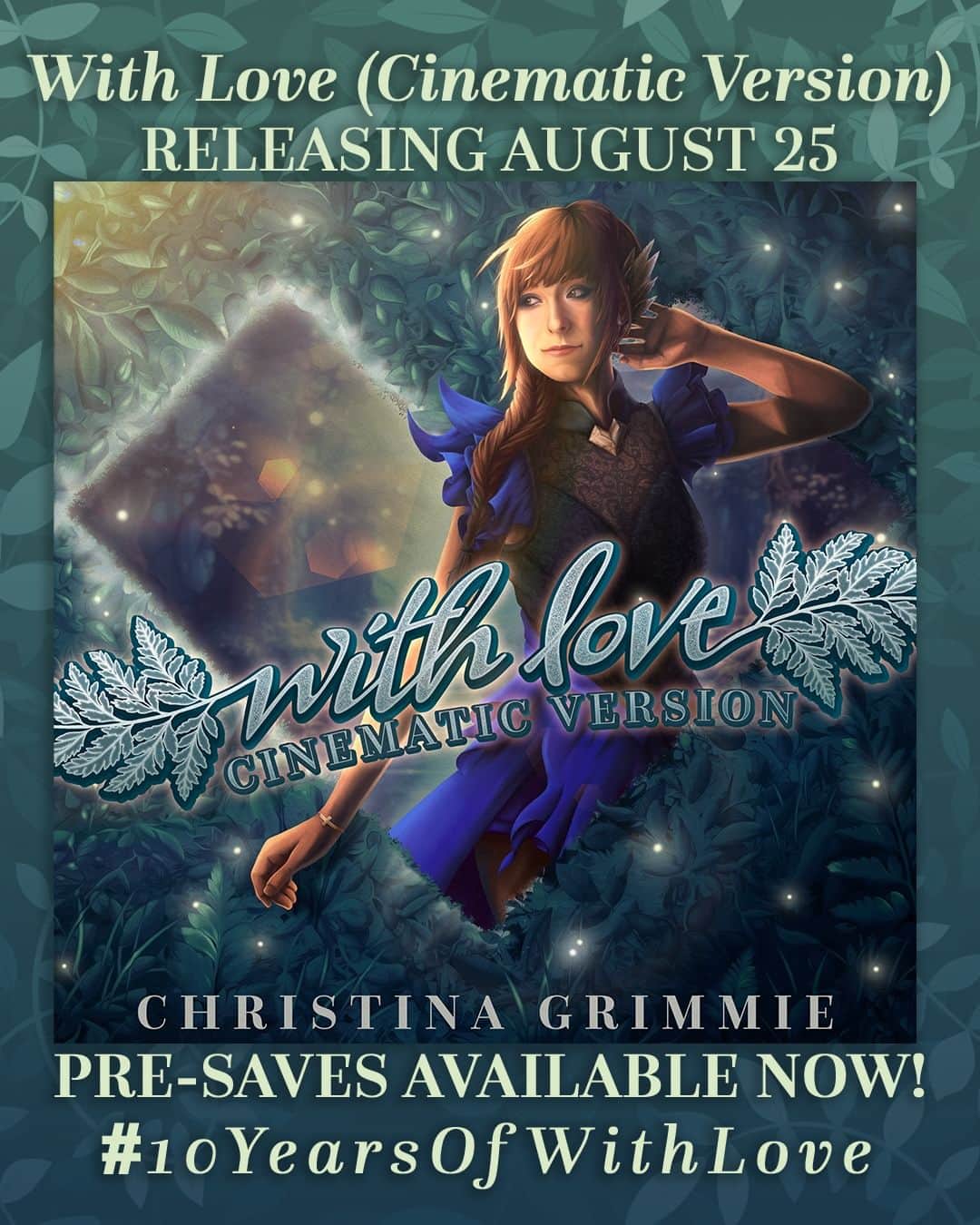 クリスティーナ・グリミーのインスタグラム：「We're 1 week away from the release of With Love (Cinematic Version) 💚 We hope #TeamGrimmie is as excited as we are!  Pre-save the song here: https://ffm.to/christinagrimmie-withlovecinematicversionextended   #10YearsOfWithLove」