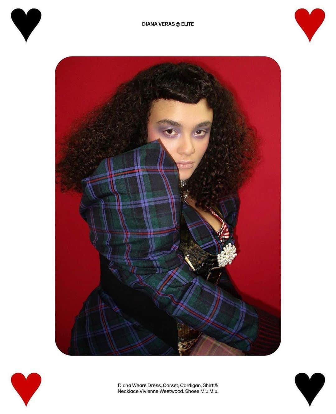 ダイアナ・ヴェラスのインスタグラム：「🃏♥️♣️an ode to Viv ♦️♠️🃏 for @lookoneworld by @natalietauger 🥀」