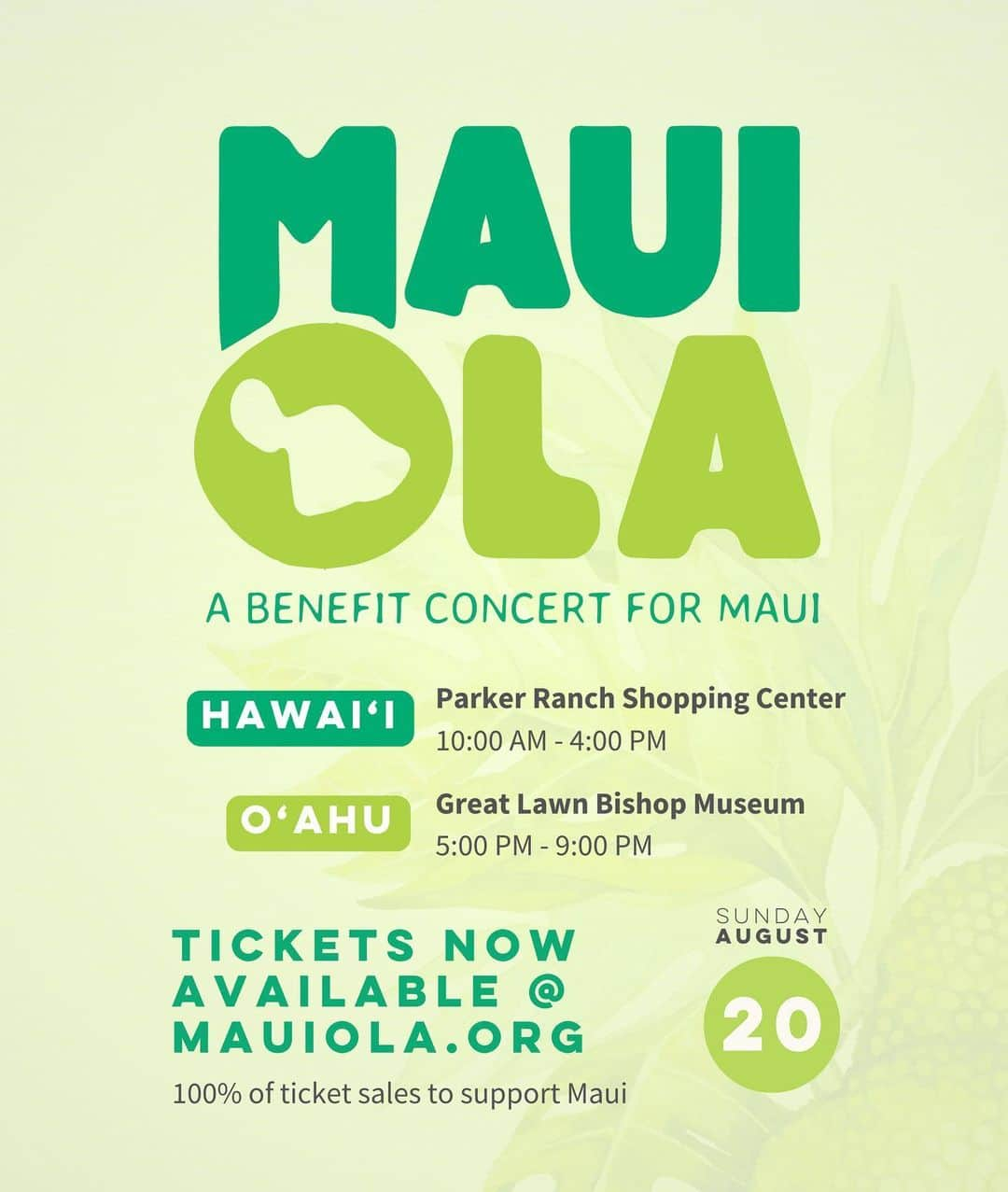 ハワイアン航空さんのインスタグラム写真 - (ハワイアン航空Instagram)「Amid the devastating wildfires on Maui, Hawaiʻi bands together for "Maui Ola: A Benefit Concert for Maui."   Let's make a difference and help our impacted communities. Join the live concert on Sunday, August 20, 2023, 5-9 pm at Bishop Museum or tune in via livestream via our Hawaiian Airlines Facebook account, mele.com and all local TV news stations.   100% of Maui Ola proceeds will be distributed directly to Maui communities through donation portals, including Maui United Way, Hawaiʻi Community Foundation, Hawaiʻi People’s Fund, Ke Aliʻi Pauahi Foundation and Council for Native Hawaiian Advancement.   Visit MauiOla.org for more information.    @kahulileolea @mele.stream  #MauiOla #LahainaStrong #MauiStrong」8月19日 4時40分 - hawaiianairlines