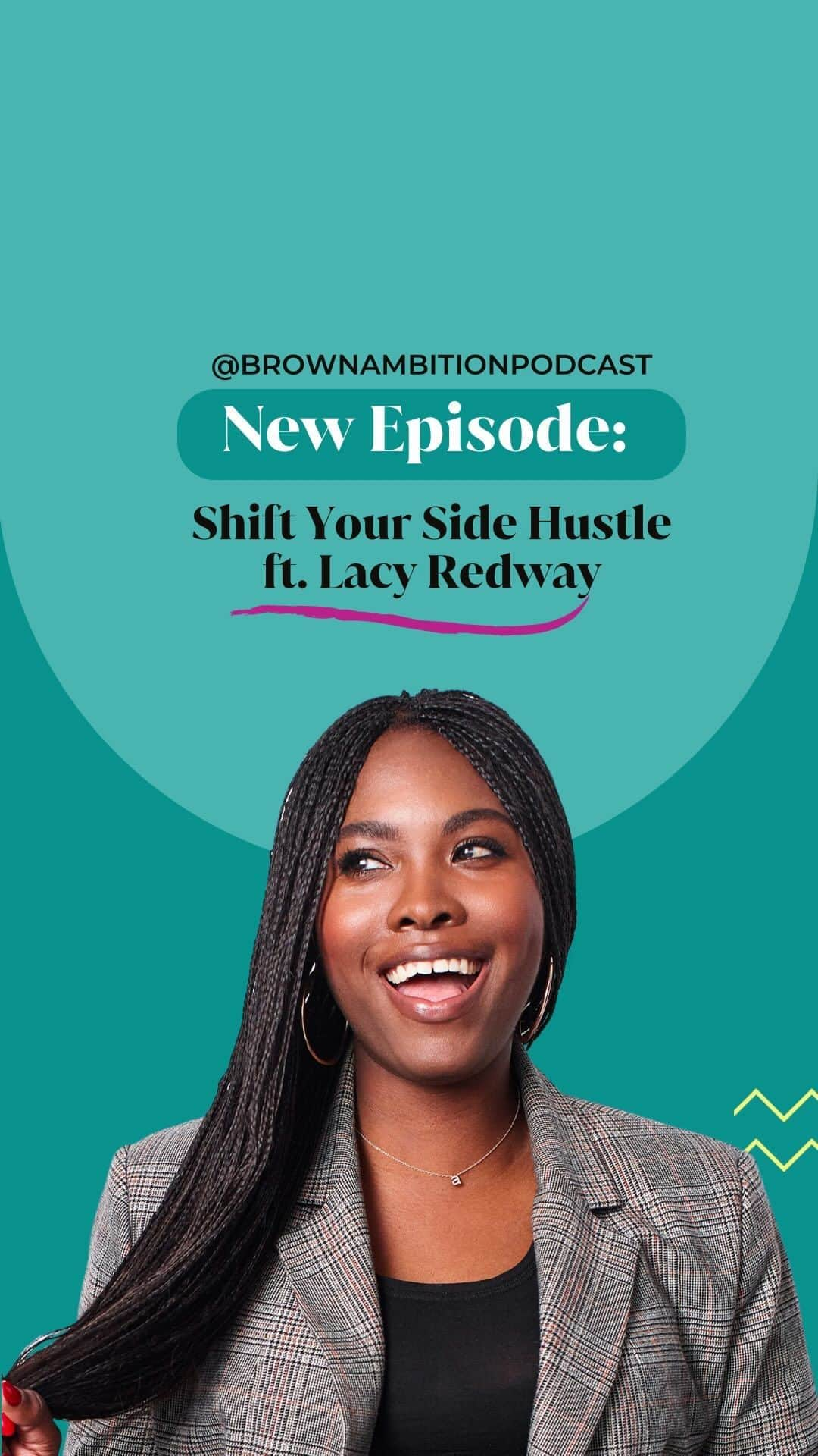 Lacy Redwayのインスタグラム：「Hey Hey BA FAM ❤️  New Episode Out Now: “Shift Your Side Hustle ft. Lacy Redway”  What are your thoughts? Comment Below ⬇️  Click. Stream. & Share 🤳🏾   https://brownambitionpodcast.com/podcast/  #linkinbio」