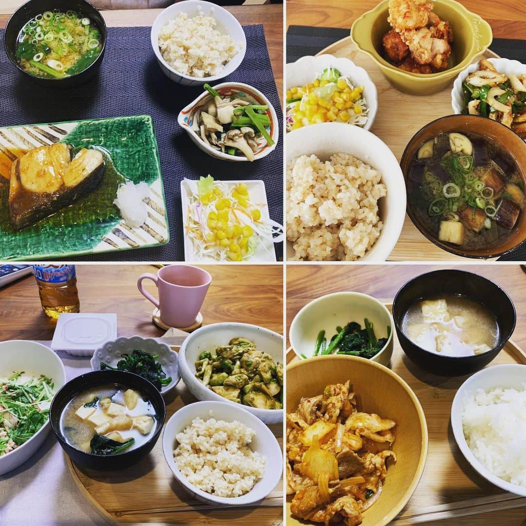 山田幸代のインスタグラム：「久々のここ最近の山田食堂記🍴 唐揚げ〜ブリ〜カニ🦀 北海道に住むラクロスの可愛い可愛い後輩がカニを送ってくれて、おいしーくいただきました😆❤️  かりんありがと🙌🏻  最近、小鉢の数が少なくなってるので、手抜きになってきちゃってますね😅 料理人の母と姉をむつ身としてはお恥ずかしいばかり。  さぁ。料理も仕事もラクロスも全精力で頑張りますっ🔥  #料理  #唐揚げが得意  #魚は鰤と鯖が好き  #緑色の野菜が好き  #アスリート飯  #近江米」