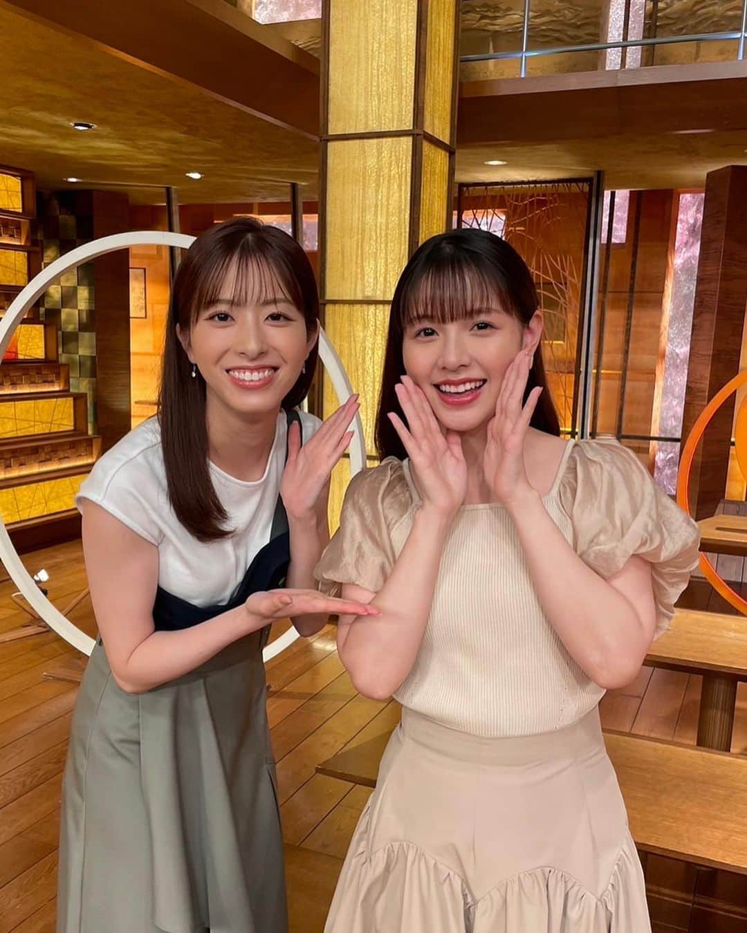 渡辺瑠海のインスタグラム：「. ももちゃんと🫶  #サンデーステーション」