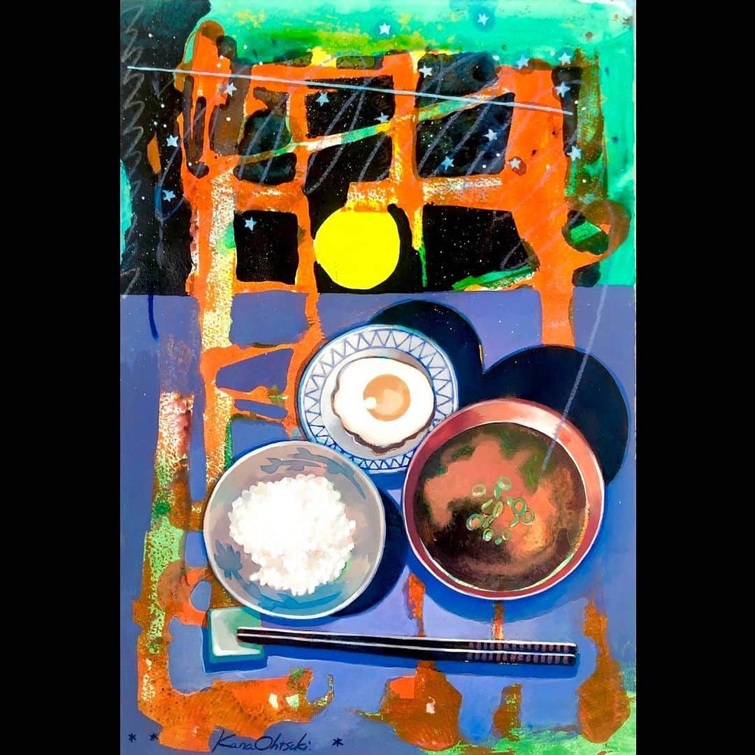 大槻香奈のインスタグラム：「「日々ふくらむ」2023年 350×238mm 紙・アクリル・色鉛筆  #art #artist #painting #drawing #illustration」