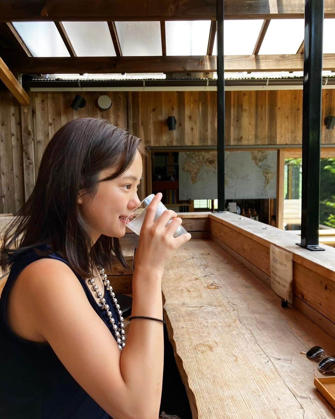 中山来未のインスタグラム：「🏺narayacafe🏺  プライベートサウナ🧖‍♀️ サウナ室から箱根の綺麗な山がみえて ｱﾁｱﾁだけど癒される最高の場所📍  #narayacafe #sauna #finland  #hakone #miyanoshita」