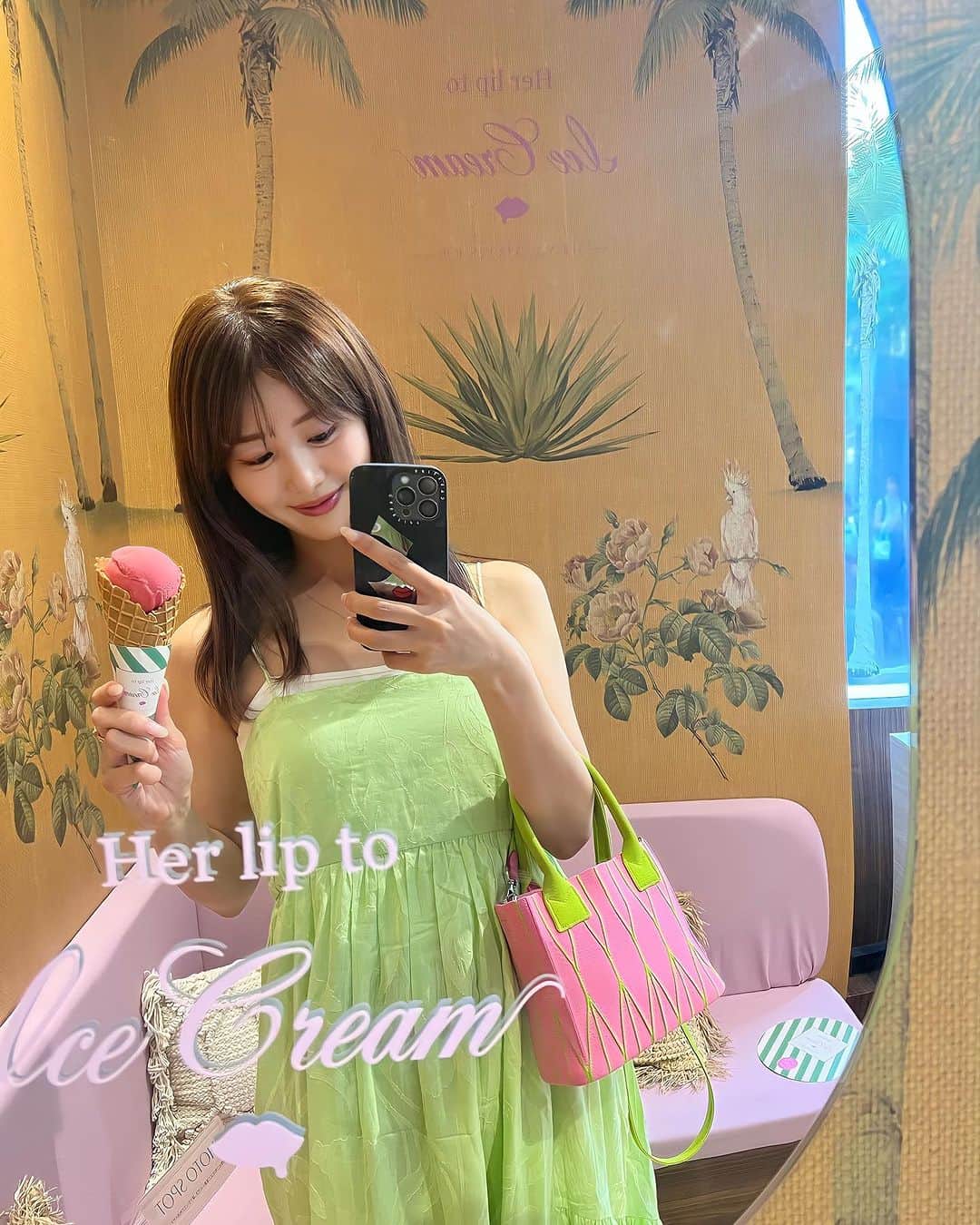 一木美里のインスタグラム：「𝒉𝒆𝒓 𝒍𝒊𝒑 𝒕𝒐 𝒊𝒄𝒆𝒄𝒓𝒆𝒂𝒎👒🍦💕  六本木ヒルズで明日まで:)🩷  #herliptoicecream#herlipto#ハーリップトゥー#アイス#六本木ヒルズ」