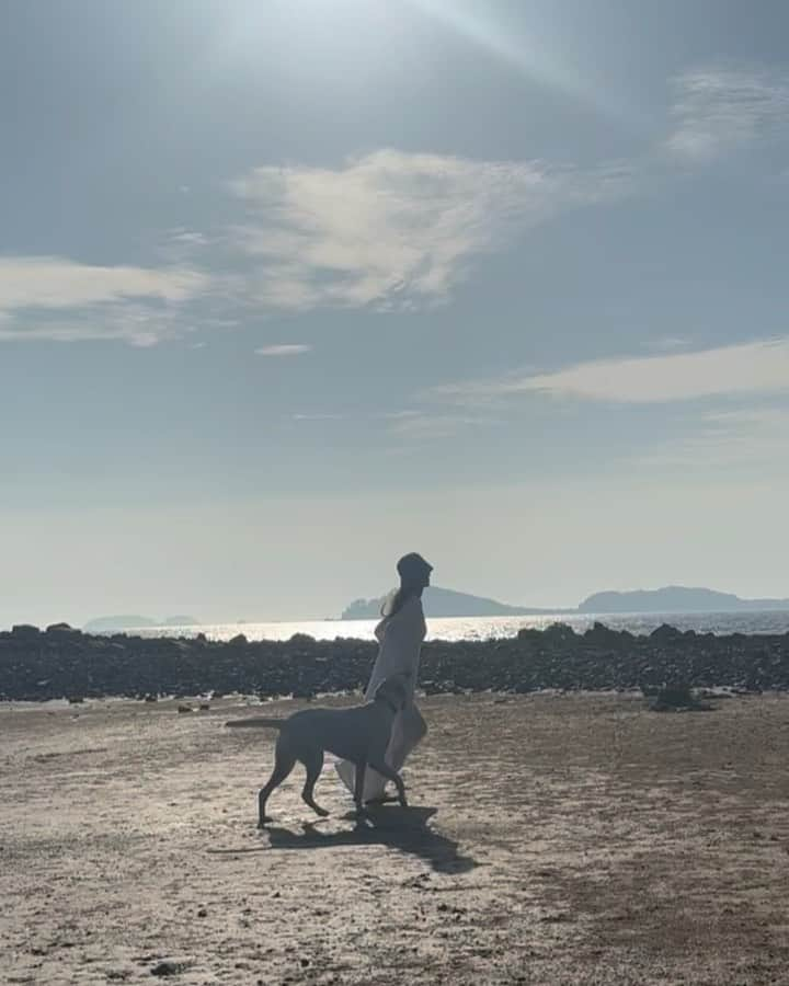 ナム・ギュリのインスタグラム：「바다.뱃고동.태양🧜‍♀️  혜리야 신나아? 나두 좋아.   #서해바다.」