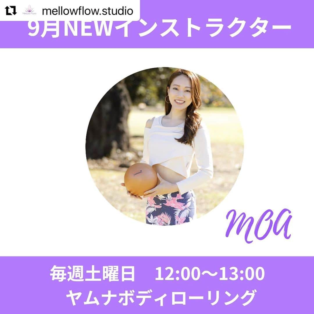 愛白もあのインスタグラム：「💜お知らせ💜 9月より新しく新宿高島屋8階にあります女性限定スタジオ"メローフロー"にて、毎週土曜日の12:00〜13:00にヤムナボディーローリングレッスンを担当させて頂きます🪷  何度か代行でスタジオにもお邪魔させていただいていました😊 とても素敵な空間で、色々なクラスが受講できるメローフローさん🪷 9月から宜しくお願いいたします🌈  #Repost @mellowflow.studio with @use.repost  9月から担当者変更のご案内😌  毎週土曜日12:00〜13:00 ヤムナボディローリング 担当変更　MOA   身体の悩みを改善するため、宝塚歌劇団在団中から行っていた、 ヤムナボディーローリングのプラクティショナーの資格を取得。 その後ヤムナフット、ヤムナフェイスの資格も取得。 現在都内にて活動中。  保有資格 ▪️ヤムナボディーローリング ▪️ヤムナフットフィットネス ▪️ヤムナフェイス ▪️basiマットピラティス  皆様のご参加お待ちしております🤗🧡  #mellowflow #womansshapegym #goldsgym #fitnessshop #メローフロー #ウーマンズシェイプジム #ゴールドジム #フィットネスショップ #新宿 #新宿高島屋 #エアリアルヨガ #ヨガ #空中ヨガ #フィットネス #ダイエット #筋トレ #ボディメイク #新宿ヨガ #ヨガスタジオ #女性専用スタジオ #トレーニング #ヤムナボディローリング」