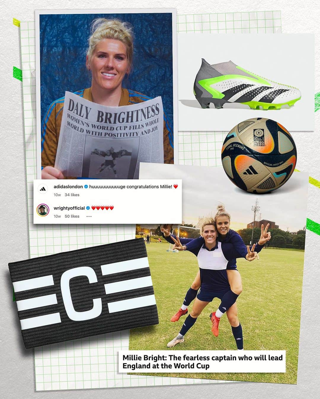 adidas UKのインスタグラム：「Let’s get this party started.  #FIFAWWC Final starter pack ft. Millie Bright, Alessia Russo, Mary Earps, Rachel Daly, Bethany England, Katie Zelem and Niamh Charles.   #adidasFootball」