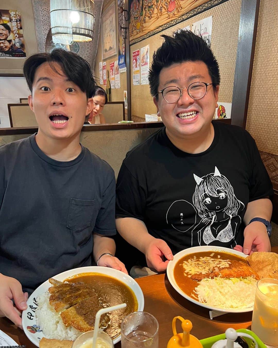 池田真一のインスタグラム：「漫才小僧の木佐とコント小僧のしげとランチ」