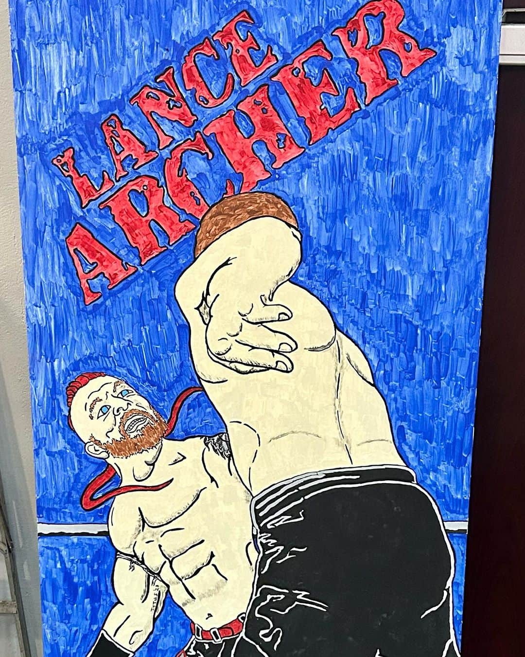 ランス・アーチャーのインスタグラム：「KILLER custom painted door for last nights @c4wrestling That we absolutely DESTROYED to the delight of the fans!」