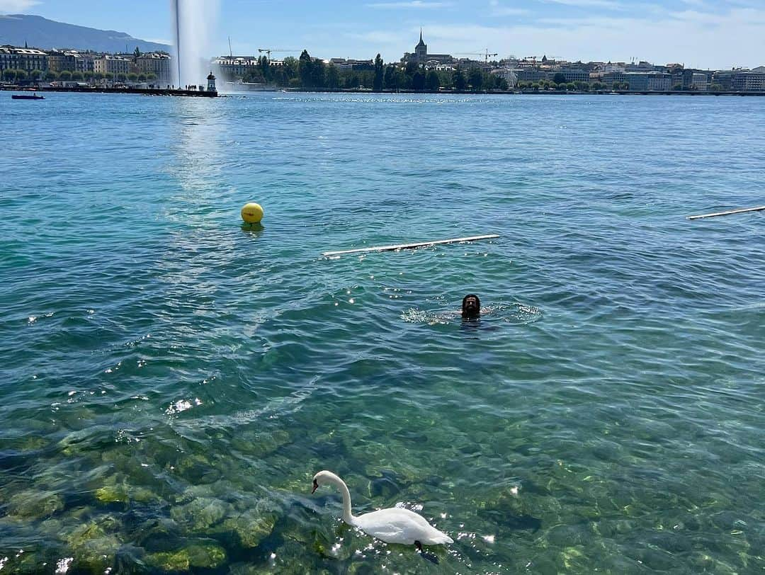 ベラミー・ヤングさんのインスタグラム写真 - (ベラミー・ヤングInstagram)「Ok, #Geneva 🤩🥰🎉 In less than 24 hours, you gave us SO MUCH! 😍 #BainsDePaquis you are PARADISE. #SwimmingWithSwans #NapsInTheSun #ILiveHereNow 🤩 If you get to visit, I highly recommend the boat cruise around #LakeGeneva too to get a little history & a different perspective on the city. But we started the day by fulfilling a long-held dream of mine to go to @cern 🤩🌟🎉 (& what an interesting time to be at #CERN given how our understanding of the #muon is evolving) Ooh! I hope you're having magical adventures too! I'm sending each of so very much love! ❤️💗❤️💗❤️」8月20日 3時40分 - bellamyyoung