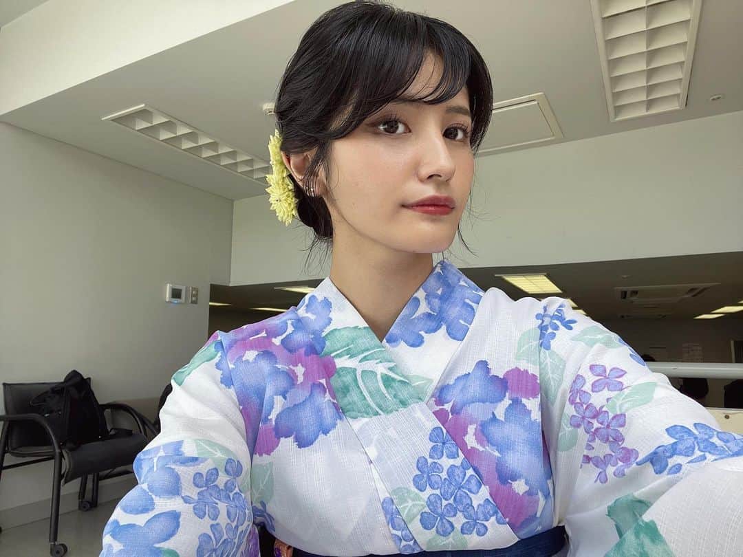 池谷実悠のインスタグラム：「今日も浴衣です♪ オールスター競輪ご覧ください  #三松 #浴衣 #テレ東 #アナウンサー」