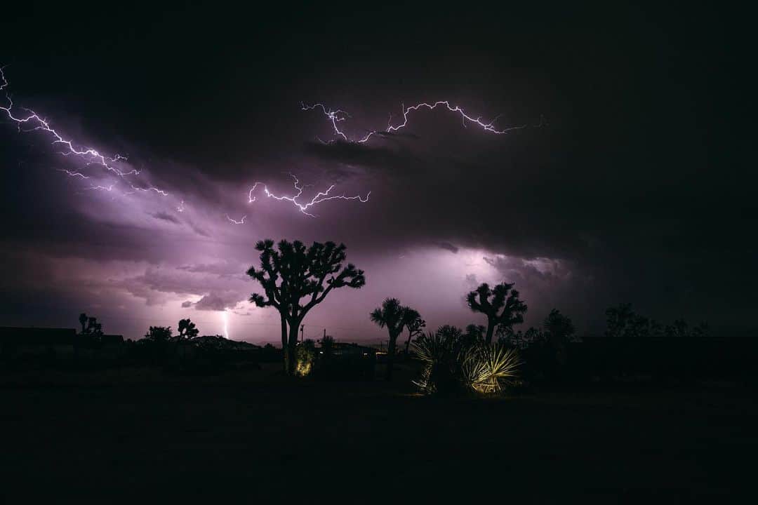 ローレン·ランドルフのインスタグラム：「Hurricane Hilary watch: last night from my front yard. No rain yet, but the sky lit up like this for hours. I grew up in the desert, so this is the first hurricane I’ve ever prepared for - we had earthquake drills, not this! 😵‍💫 Stay safe out there. Don’t drown, turn around.」