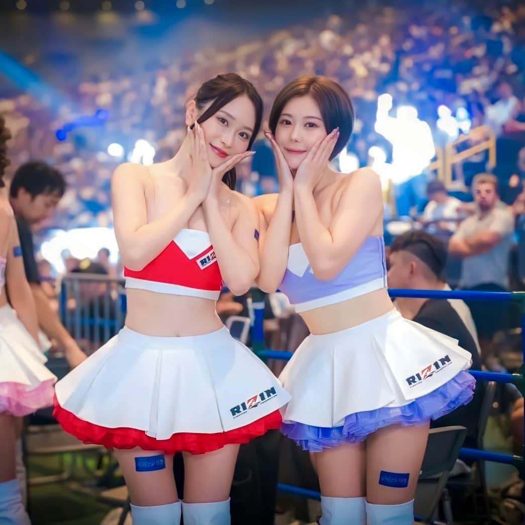 山本ゆうのインスタグラム：「.  可愛い子ちゃんと❤️💜 @nanaka_fukue   #rizin #超rizin2  #rizinガール #rizinガール2022」