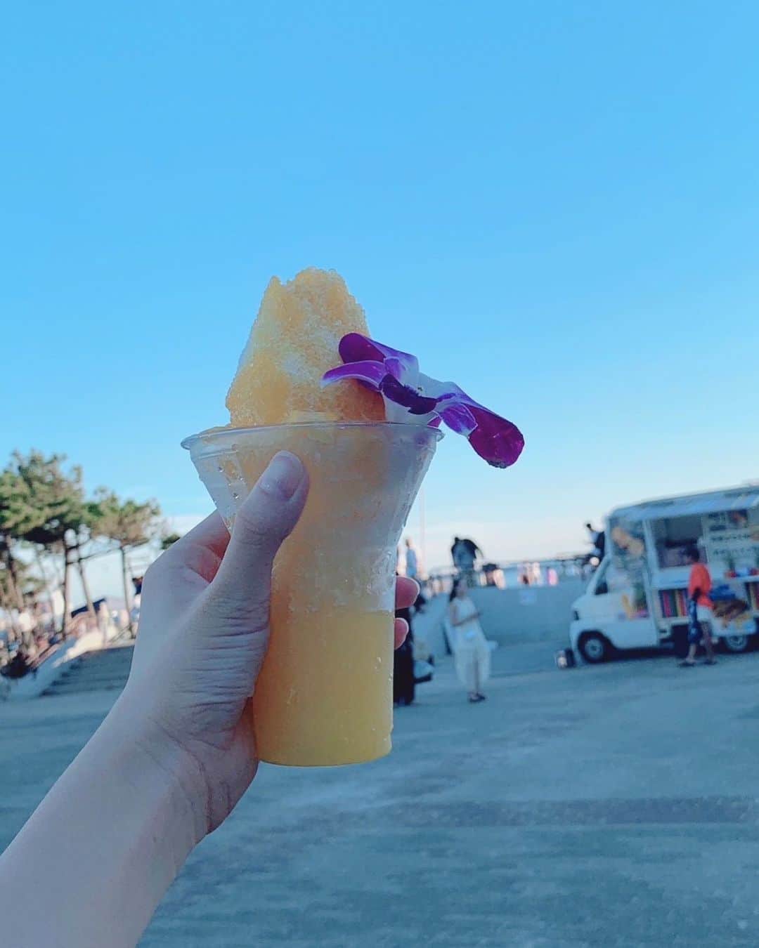 星乃あんなのインスタグラム：「* 海行った日に買ったかき氷♡  マンゴー味大好きだからめっちゃ美味しかった🥭        #ニコラ  #nicola  #ニコラ9月号発売中  #ニコモ」