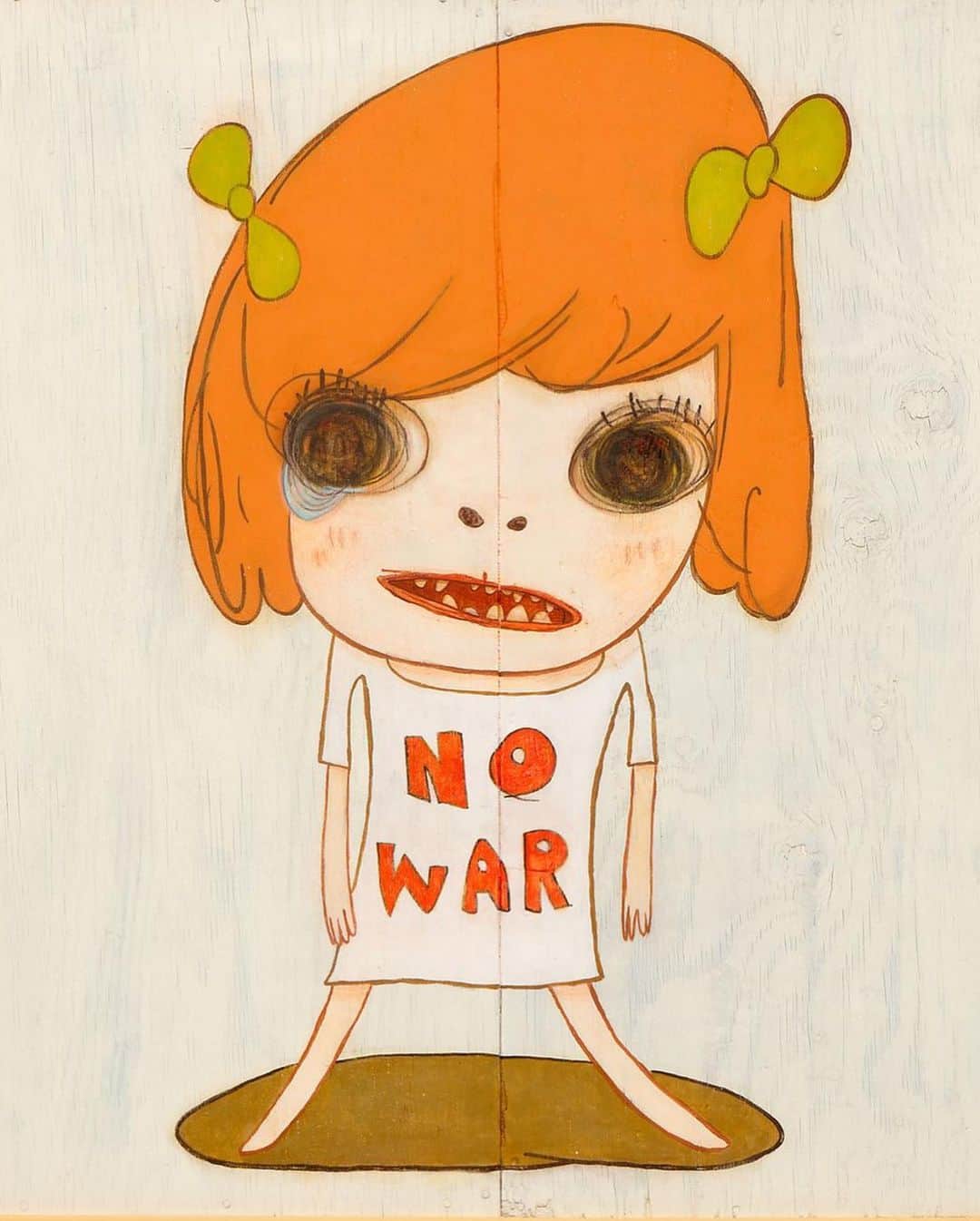 奈良美智さんのインスタグラム写真 - (奈良美智Instagram)「NO WAR ☮️ FUCK YOU WAR ANGRY PEACE GIRL THIS MACHINE KILLS FASCISTS  FROM THE BOMB SHELTER」8月20日 18時38分 - michinara3