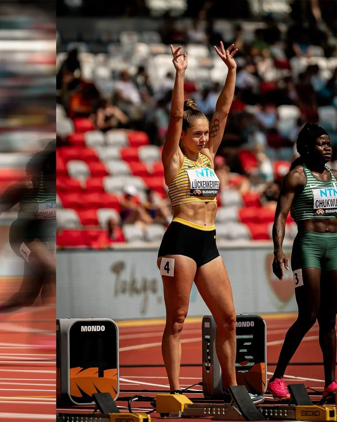 ジーナ・ルケンケムペルさんのインスタグラム写真 - (ジーナ・ルケンケムペルInstagram)「Heats done ✅ 🔜Semifinal ⚡ *** #wabudapest23 #Budapest2023 #trackgirl #100m @dlv_online @wabudapest23」8月20日 21時35分 - ginalueckenkemper