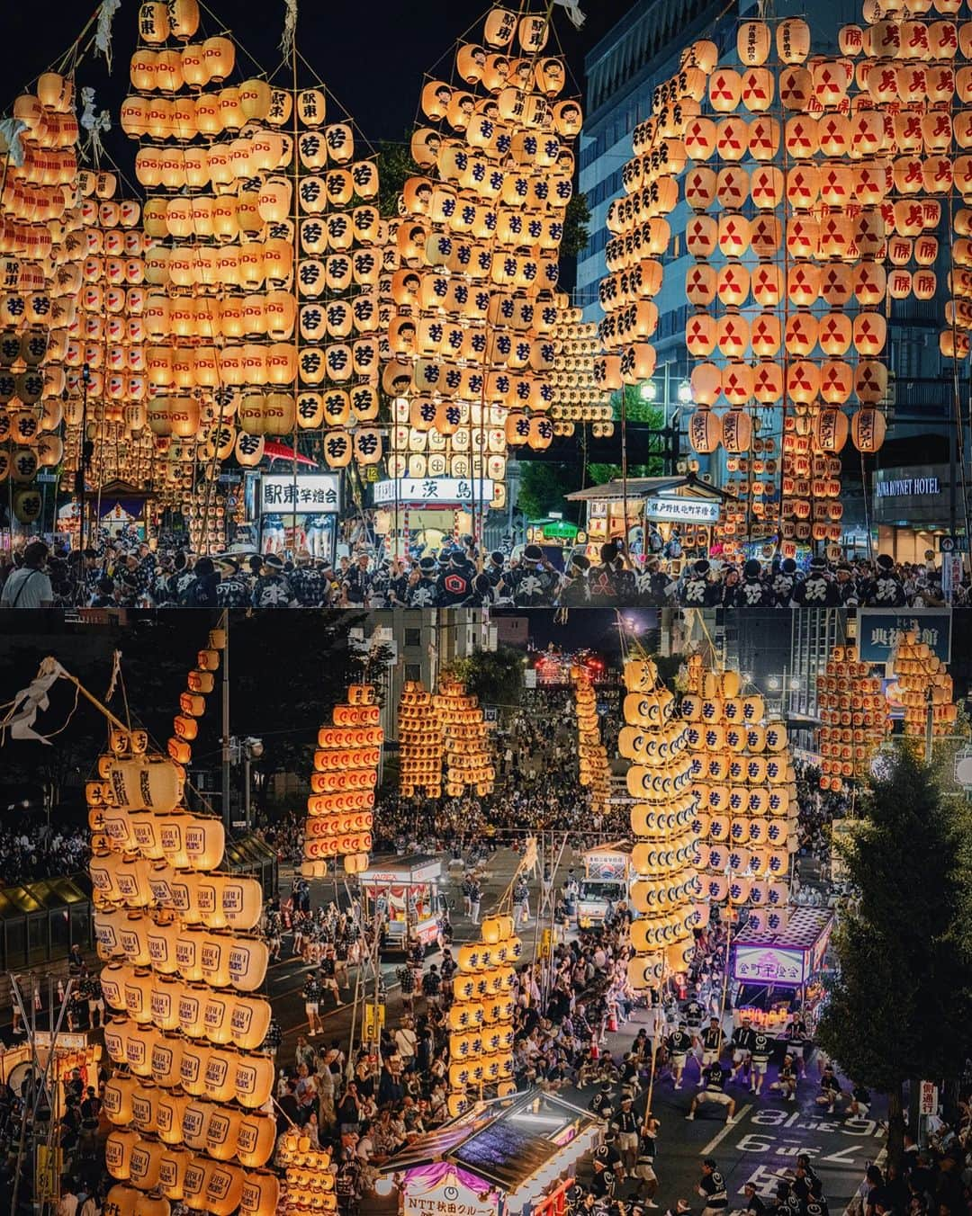 Berlin Tokyoさんのインスタグラム写真 - (Berlin TokyoInstagram)「The lights of 10,000 golden lanterns shimmering in the night sky.  Akita Kanto Festival About 10,000 lanterns light up the city. The lanterns are placed on the forehead, waist, shoulders, and other parts of the body to pray for a good harvest. It is designated as an Important Intangible Folk Cultural Asset and is one of the three major festivals in the Tohoku region(North part of Japan), along with the Nebuta Festival in Aomori and the Tanabata Festival in Sendai. The Kanto lantern is 12 meters long, weighs 50 kg, and 46 lanterns are hung from the pole. The lanterns are exquisitely balanced, and the contestants compete by shifting them to their palms, foreheads, shoulders, hips, and other parts of the body.  約1万個の提灯が街を照らす 「秋田竿燈まつり」  竿燈全体を稲穂に、連なる提灯を米俵に見立て、額・腰・肩などにのせ、豊作を祈る。重要無形民俗文化財に指定されており、青森のねぶた祭り、仙台の七夕まつりと並んで東北三大祭りの1つとされる。 竿燈は長さ12m、重さ50kg、竿に46個の提灯が吊るされます。これ絶妙なバランスで、手のひら、額、肩、腰などに移しかえて技を競います。  #hellofrom Akita, #japan」8月20日 21時57分 - tokio_kid