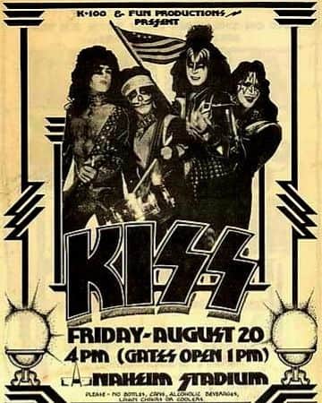 KISSのインスタグラム：「#KISSTORY - Aug. 20, 1976 - We rocked over 42,000 fans at Anaheim Stadium. Ted Nugent, Montrose, and Bob Seger opened the show. #KISS50」