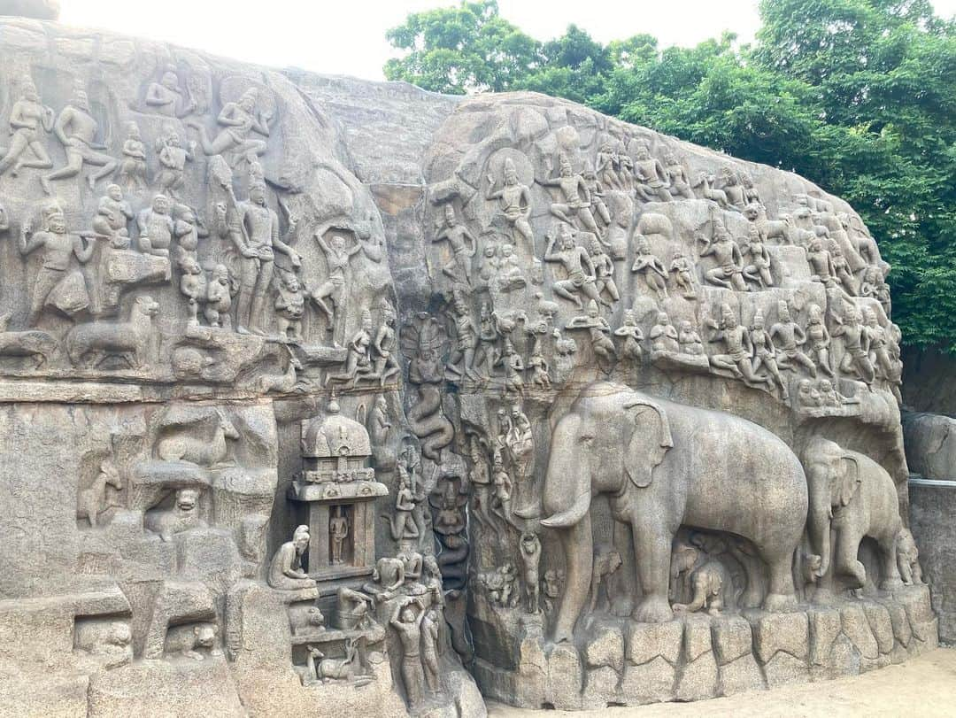 大村 奈央さんのインスタグラム写真 - (大村 奈央Instagram)「インド世界遺産🇮🇳 マハーバリプラムの建造物群 試合会場のすぐ近くにあった世界遺産をぐるっと回って、結局1番好きだったのは世界遺産に登録されてない動かない石（📸2-3） もちろん押してみて、動かないの不思議〜！ #世界遺産 #タミルナードゥ #マハーバリプラム #マハーバリプラムの建造物群 #バターボール #インド #チェンナイ #worldheritage #tamilnadu #mahabalipuram #india #groupofmonumentsatmahabalipuram #travel #worldtraveler #旅 #世界のいろんなこと」8月21日 14時21分 - naoomura