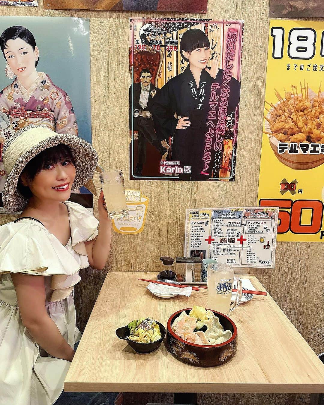 Karinのインスタグラム：「テルマエ渋谷店内ポスター🩷  ひねり蛇口大衆酒泉テルマエ イメージガール🍺  2023年9月9日迄掲示されています❤️ 楽しみながらお酒が飲めます✨ 是非ご来店をお待ちしてます🤭  渋谷道玄坂泉・池袋西口泉の2店舗 のぼり&店内ポスター  海浜幕張泉・所沢泉・名古屋駅前泉の 店内ポスター  公式ホームページ https://terumae-official.com  @terumae_official   #イメージガール #看板娘 #ひねり蛇口ハイ #ひねり蛇口ハイ大衆酒泉テルマエ」