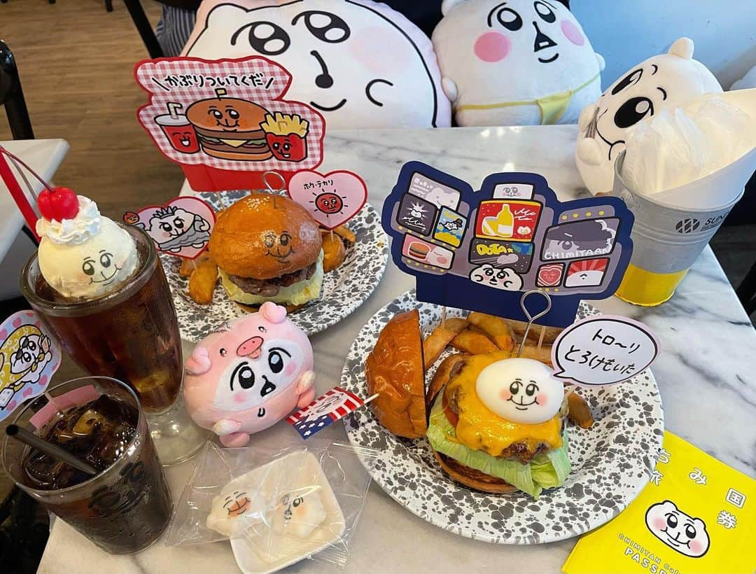 みなみのインスタグラム：「ちみたんアメリカン🍔🍟💕🇺🇸 可愛くて癒されたしバアガもポテトも美味しかった #ちみたん #ちみたんアメリカン #ハンバーガー」