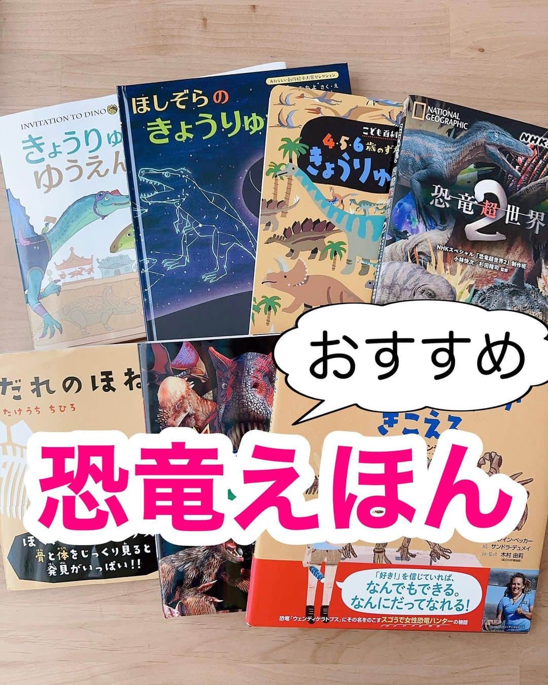 のインスタグラム：「@pg_marumaru ←恐竜が好き👧🏻🩷🦕 ⁡ ⁡ 久しぶりにおすすめの恐竜絵本載せました〜📕 ⁡ 投稿するのは初めての絵本が多いので、恐竜好きさんの参考になれば嬉しいです🫶 今回は少し年齢層高めの絵本が多いので、 ２歳３歳ごろに娘が好きだった恐竜絵本は過去の投稿（2年くらい前）遡って貰えたらと思います☺️💛  楽天roomのコレクション→恐竜 に娘の恐竜絵本や恐竜アイテム随時載せていますのでそちらチェックしてみてください🦕❤️ ⁡ ⁡ 恐竜情報はハイライトに👀 ⁡ ⁡ ーーーーーーーーーーーーーーーーーーーーー ⁡ 知育好きなママが、おうちで簡単に楽しめる知育遊びを紹介しています✨ 他の投稿も覗いてみてね👀💛💛 ⁡ ーーーーーーーーーーーーーーーーーーーー #恐竜 #絵本 #えほん #読み聞かせ」