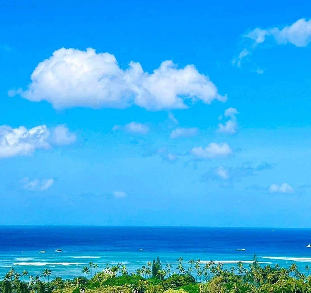 harumiのインスタグラム：「HAWAII  夏の思い出🌊🌴🌊  どうしてももう一度、イルカと海の中で会いたくて…今年の夏は久しぶりのオアフ島へ🏝️ 念願のイルカにも会えて、毎日青い海と青い空、楽しすぎました🌊 ハワイに元気をもらって、また頑張ろうと思ったところのマウイ島の火事…本当に胸が痛みます。以前ダイビングで訪れた時、海の美しさに感動したマウイ島、大好きなラハイナ… 一日も早い復興をお祈りします。  #prayformaui」