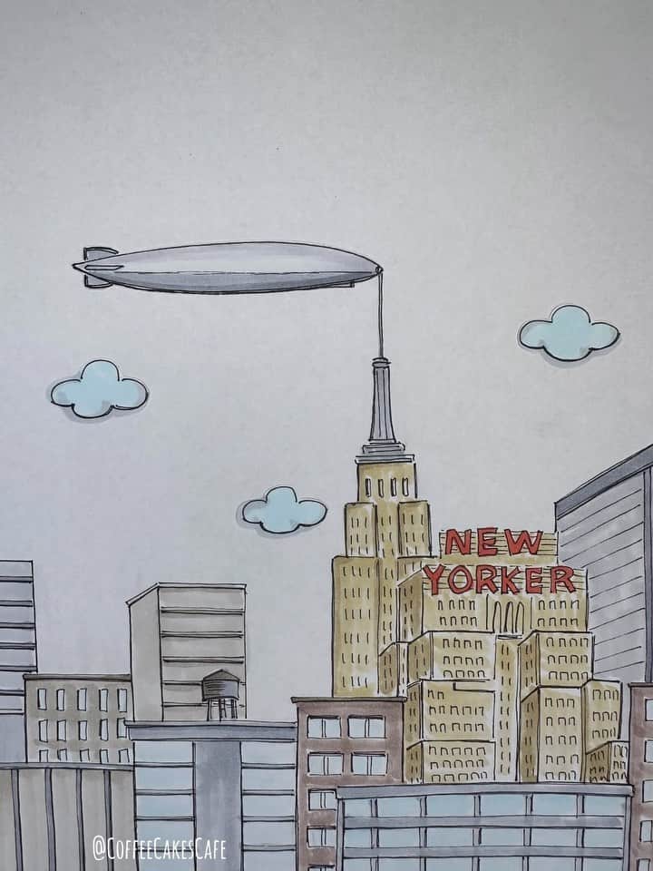 RIASIMのインスタグラム：「Have you heard of the story about blimps docking at the @empirestatebldg ? This came as a big surprise to me! I went online and typed Empire Stare Building stories and an article by the @smithsonian popped up that read Docking on the Empire State Building. I was like “whhhat?!” Obviously I read the story and it’s true. Despite plans to have a mooring station on top of the ESB, there was only one ship that ever docked. In September 1931, a privately owned dirigible docked for 3 minutes, in a 40 mile per hour wind. It said traffic was at a halt while the pilot parked the dirigible. 😱😅 Can you imagine seeing that today?! It would definitely stop traffic for sure! And how incredible it would be to see that?! Scary, thrilling, exciting, and definitely an @instagram moment!! 😁 Take a peek online at the article as it provides further details about this moment in history! Hope you enjoy this little Monday fun fact! Happy new week everyone! 😊 . . . . . . . . #empirestatebuilding #stopmotionanimation #coffeecakescafe #made_in_ny #prettycitynewyork #nyskyline #newyorkskyline #westvillagenyc #westvillage #westvillagelife #nycart #newyorkerhotel #newyorkpictures #newyorkart」