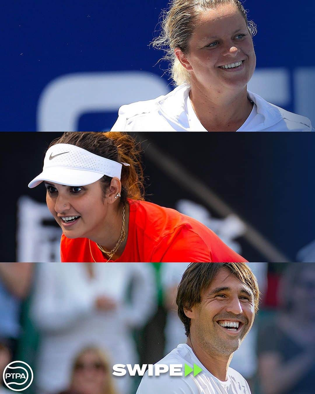 サニア・ミルザのインスタグラム：「The PTPA is thrilled to welcome the legendary Kim Clijsters, Sania Mirza and Marcos Baghdatis to its team!   @clijsterskim and @mirzasaniar join the PTPA as its first Board of Champions members, while @baghdatis_official joins the PTPA as an ambassador. Read more about their new roles at the link in our bio.」