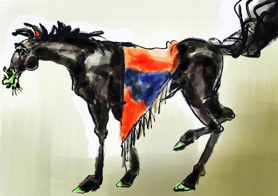 LiLi （矢野り々子）のインスタグラム：「horse  lili 16yrs old  #horse  #drawing  #art  #artworks  #矢野り々子」