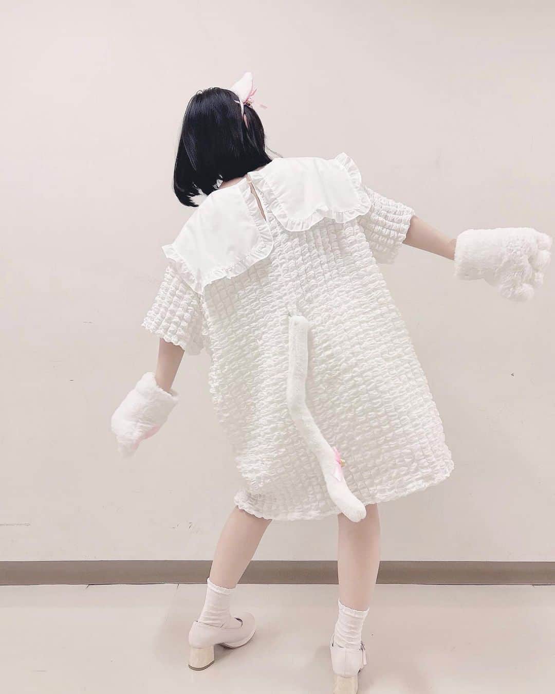 岩田陽菜のインスタグラム：「猫には珍しい超甘えんぼタイプだにゃん(ฅ^⑉>𖥦<⑉^ฅ)🤍‪‪🩷🤍」