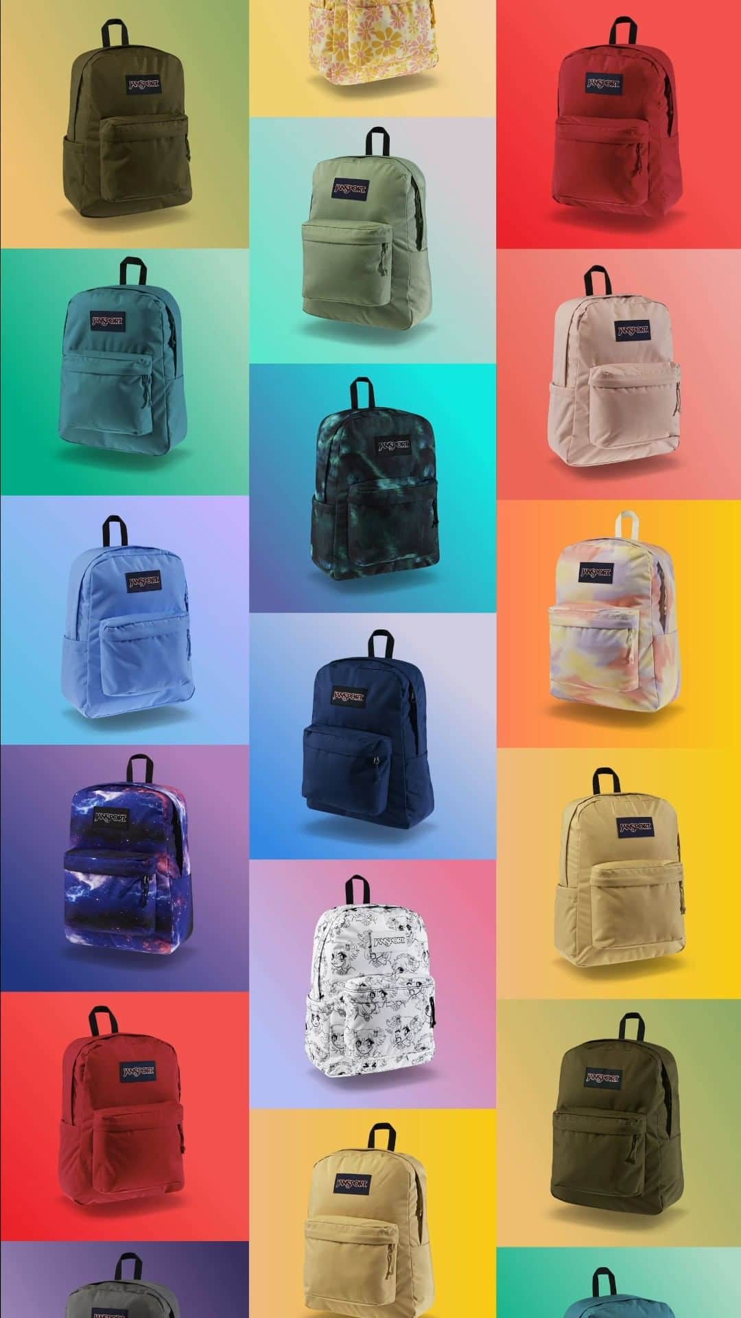 ジャンスポーツのインスタグラム：「The perfect backpack that comes in 40+ unique aesthetics, colors, and prints. The JanSport SuperBreak Plus. #AlwaysWithYou」