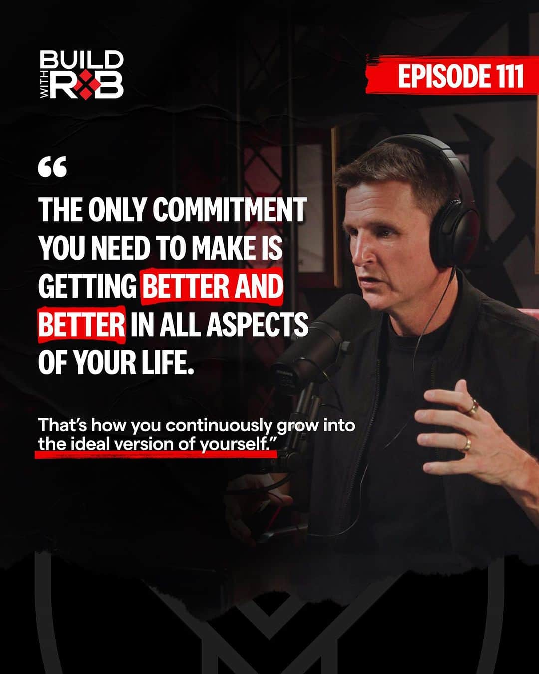ロブ・ディアデックのインスタグラム：「When you decide to solely focus on yourself and your life, committing to continuous improvement, you will set yourself on the path to great success and happiness.  Don't limit your commitment to one isolated aspect of life.  Instead, think of how you can enhance your existence as a whole. The key is to consistently strive for improvement in specific areas such as health, career, relationships, and more.  In the latest episode of #BuildWithRob, I discuss how this exact decision changed my life forever, as well as provide you the tools to change yours.  Episode 111 is out NOW. Hit the link in bio to listen.」