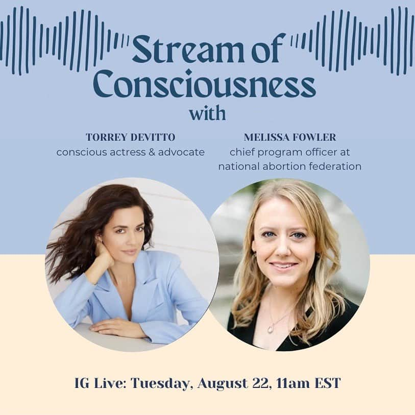 トーレイ・デヴィートのインスタグラム：「Join us tomorrow!! Come get some answers to some really important questions from Melissa Fowler, chief program officer @nationalabortionfederation 🤍. Hope to see you all there ! Tomorrow at 11 am EST.」