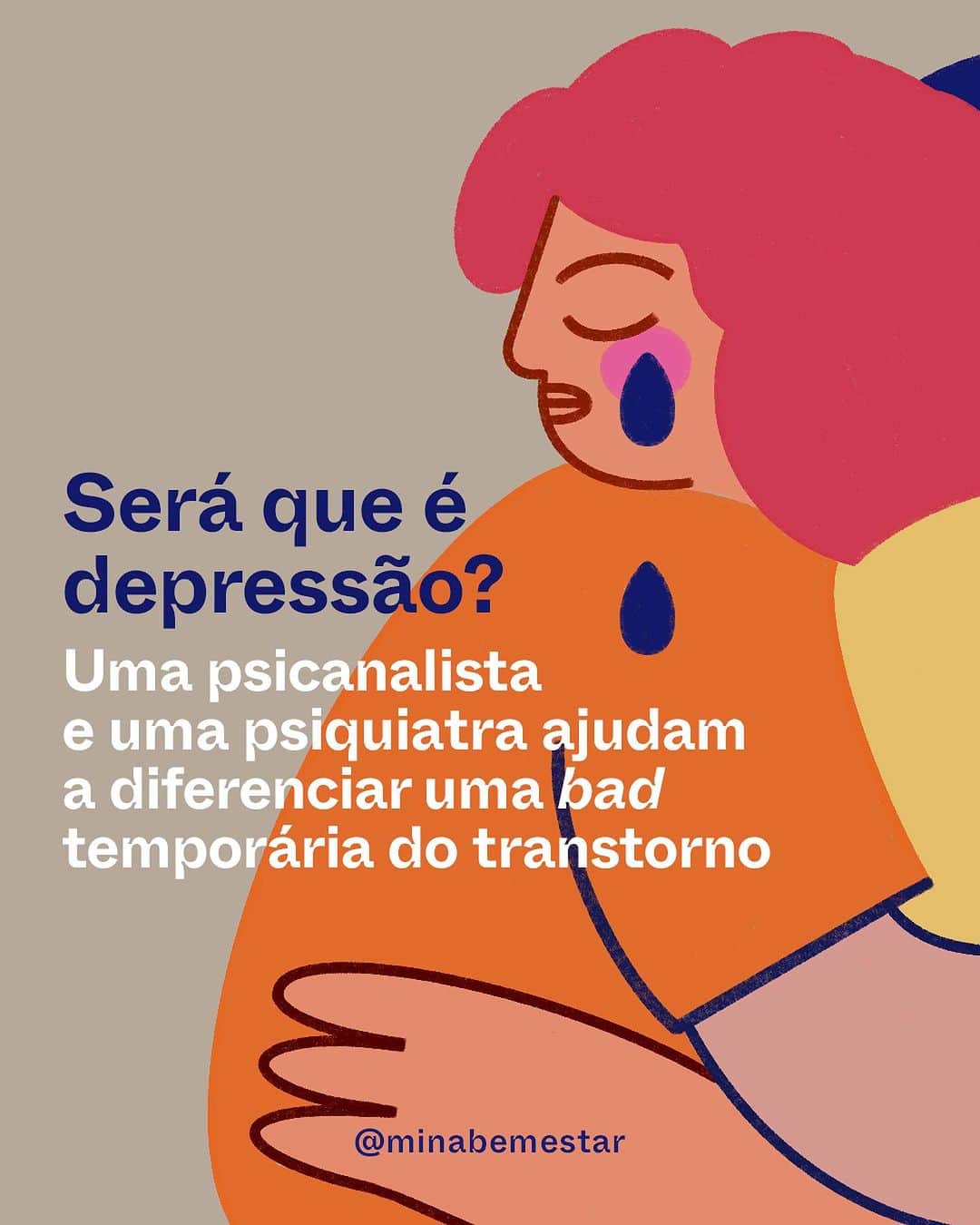 アンジェリカのインスタグラム：「Enquanto a tristeza chega a durar horas, dias e semanas, a depressão pode se arrastar por meses ou anos. E ela costuma vir acompanhada de sintomas como desânimo, cansaço, apatia, angústia, desesperança, alterações no sono e apetite, baixa libido e autoestima. Nos dois casos é importante buscar sua rede de apoio, mas também um diagnóstico profissional. A gente explica mais na reportagem, que está no link da bio da @minabemestar.   Arte: @zebradaa」