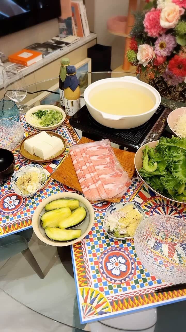 春木結宇のインスタグラム：「先日のお家しゃぶしゃぶ🍴🩷」