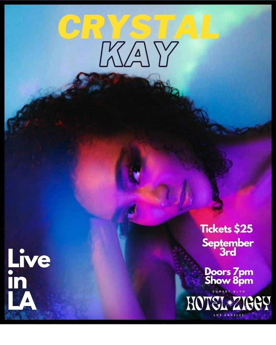 Crystal Kayのインスタグラム：「You want it? You got it😌  MY FIRST SHOW IN LA‼️  SEPT. 3RD @hotelziggy  Doors 7pm Show time 8pm  I can't wait to see you all up close and personal‼️  It's gonna be nice and cosy 🫶  Tickets available now!! Click on link in bio 🎟️  初のロスライブ開催決定‼️ ９月３日ホテルジギーにて🫶 会場19:00 開演20:00  チケット発売スタート！！ トップページにリンクはってます👍  最高に楽しもう💕ロスのみんなに会えるの楽しみ‼️」