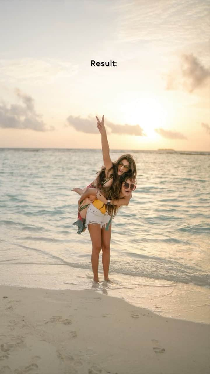 Aakriti Ranaのインスタグラム：「SAVE THIS ❤️ Tag someone you would try these with!  The last pose is our favourite I think. We’ve been doing that since college 🤣  #aakritirana #shauryasanadhya #bff #poses #howtopose #bestfriends #sunset #maldives #travelblogger #trending #sunsetphotography #travelphotography #reelsinstagram」