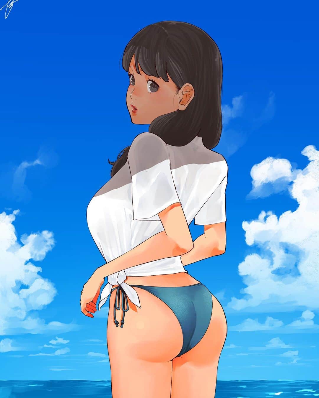 河上だいしろうのインスタグラム：「残暑見舞い申し上げます。  #summer  #comics  #manga  #尻」