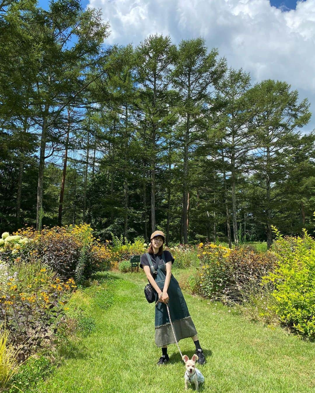 溝口恵さんのインスタグラム写真 - (溝口恵Instagram)「山梨に行ったらいつも寄る公園へ🌻 私と旦那さんもお気に入りなんだけど、なにより愛犬ひじきさんが1番楽しそうにしているので、連れていく私達も自然と笑顔になります☺️🐶 緑がいっぱいで気持ちいい🌳  この日のデニムワンピにカバンはsheinさんのです👗 sheinでお買い物の際はクーポンよければ使ってみてね→megu2023  #ひじめぐ #犬 #わんこ #dog #愛犬 #shein #sheinforall #デニム #デニムワンピース」8月22日 20時43分 - mizomegudesu78