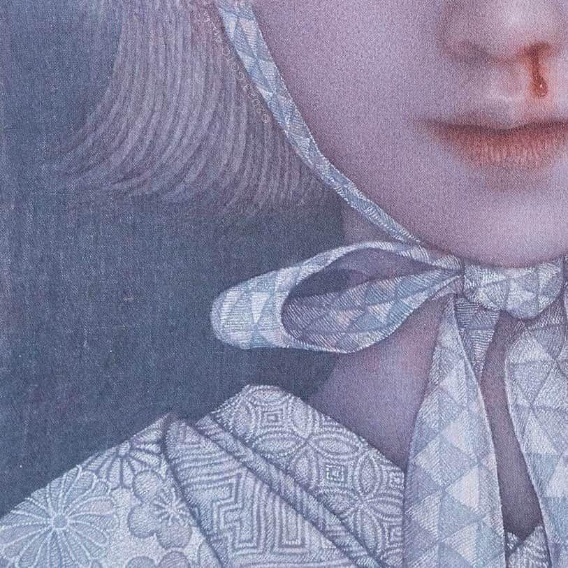 後藤温子のインスタグラム：「WIP🩸 🤍 🤍 🤍 #watercolor on cotton cloth」