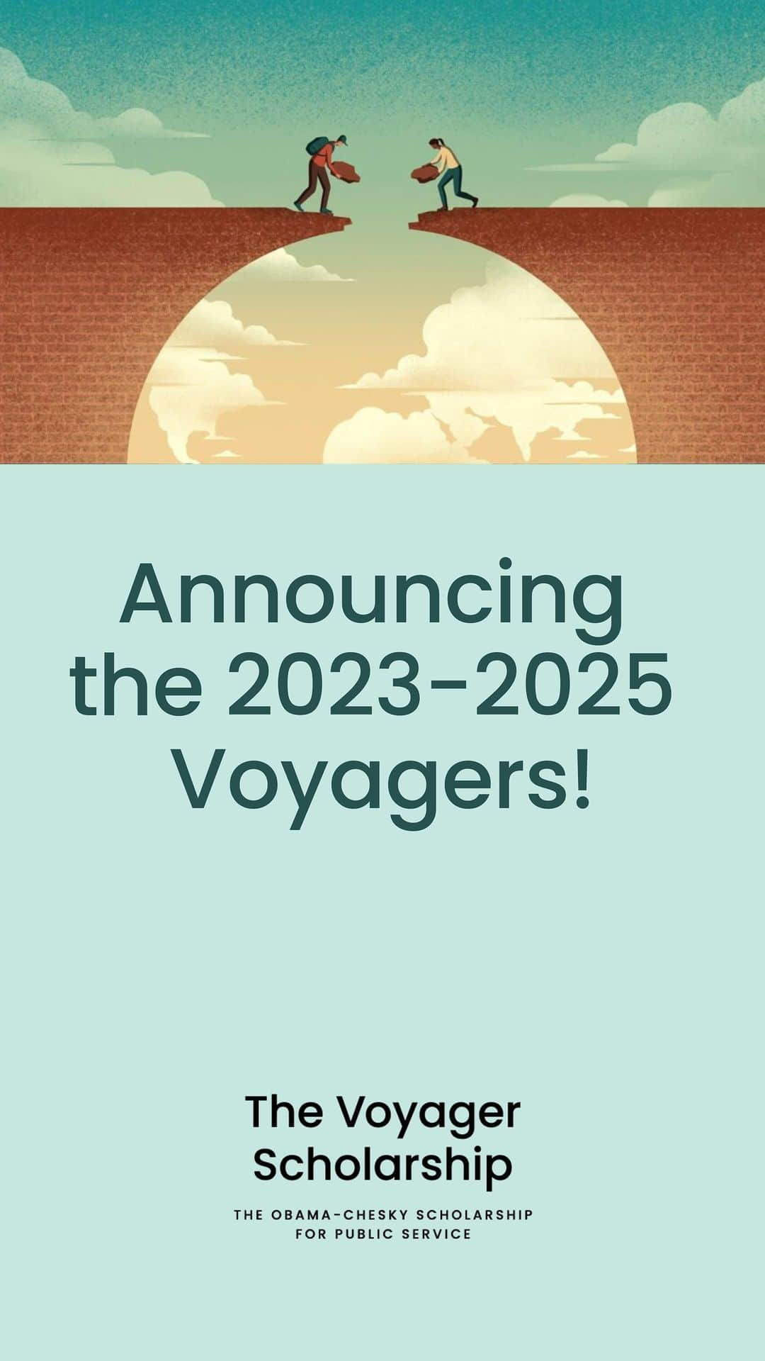 Barack Obamaのインスタグラム：「@MichelleObama, @BChesky, and I created the Voyager Scholarship to support the next generation of leaders pursuing careers in public service.   Today we’re excited to welcome our newest class of Voyagers. These students will receive financial support to complete their education, get together for a fall summit, network with leaders, and have the opportunity to travel abroad on a summer voyage.  We can’t wait to work with this impressive group of young people over the next few years. Learn more at the link in my bio.」