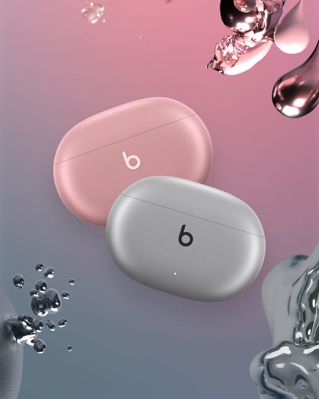 ビーツ・エレクトロニクスのインスタグラム：「Get ready for lift-off 🪐👽🪩   The all-new Beats Studio Buds + are ready to serve an otherworldly sonic experience in cosmic pink and silver. Lands 9/6.」