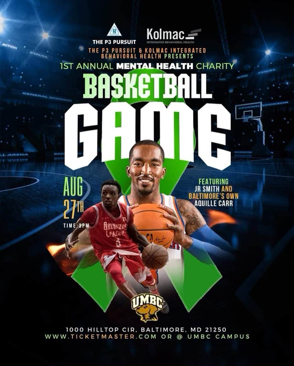 J・R・スミスのインスタグラム：「🏀 Join Us for a Slam Dunk Against Stigma! 🏀  You're invited to a thrilling Charity Basketball Game dedicated to raising awareness for Mental Health!  Date: Sunday August 27, 2023 Time: Doors open at 2pm and game starts at 3pm. Location: Chesapeake Employers Insurance Arena ( UMBC Campus)  🧠 Why This Game Matters 🧠  Mental health is a critical issue affecting millions. Let's break down the barriers and stigma together! This charity game aims to:  🌟 Raise Awareness: Shed light on mental health challenges. 🫱🏾‍🫲🏼 Foster Support: Encourage open conversations and understanding. 💪🏾 Fundraise: Support mental health organizations making a difference.  🌟 Event Highlights 🌟  🏀 Celebrity Match: Watch myself along with other NBA players, Baltimores own Aquille Carr and local legends face off! 🎤 Guest Speakers: Inspirational stories and insights. 🎁 Prizes: Giveaways at half time.  🎟️ Get Your Tickets Today! 🎟️  Every ticket purchased makes a difference. Let's unite as a community to champion mental health.  Get your tickets online at the link below, or at the Chesapeake Employers Insurance arena (UMBC) from noon-4pm Monday-Friday or purchase at the door day of the game.  https://www.ticketmaster.com/event/15005F0ACA2E37DB (https://www.ticketmaster.com/event/15005F0ACA2E37DB)  🫱🏾‍🫲🏼 Be a Part of the Change! 🫱🏾‍🫲🏼  Your support is vital. Together, we can make a slam dunk against stigma and promote mental well-being in our community.  For sponsorship opportunities or to volunteer, contact Ty Mckoy @ tmckoy@thep3pursuit.com or 443-805-8019  Let's shoot for a brighter, healthier future!  #MentalHealthMatters #BreakTheStigma #CharityBasketballGame」