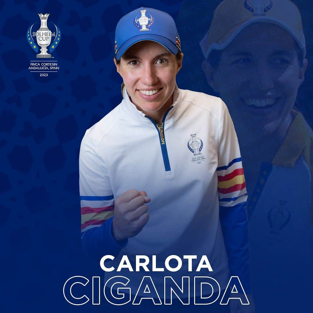 カルロタ・シガンダのインスタグラム：「Very excited and honored to be part of my 6th European Solheim Cup Team. @solheimcupeuro Cant wait to play in Spain 🇪🇸 for captain @suzannpettersen along with my teammates. Vamossss 🇪🇺🇪🇺💪💪」