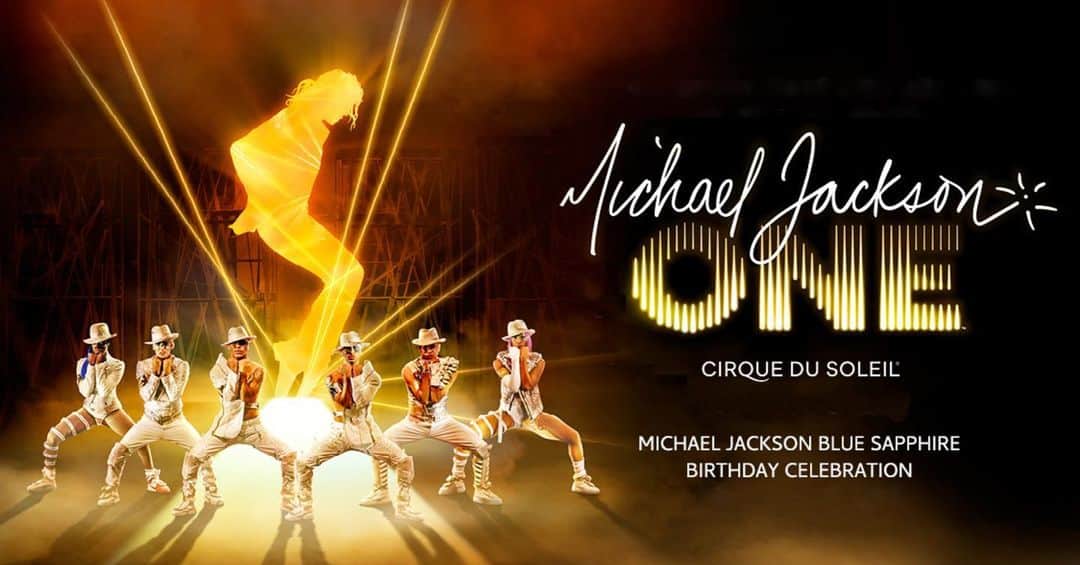 マイケル・ジャクソンのインスタグラム：「Michael Jackson’s Blue Sapphire Birthday Celebration is just one week away. The special event will take place at Michael Jackson ONE at Mandalay Bay and includes an interactive Blue Sapphire experience (8/27 -8/29), reservation only birthday brunch and pre-show meet & greet for Michael Jackson ONE ticketholders. See event info at the link in story.」