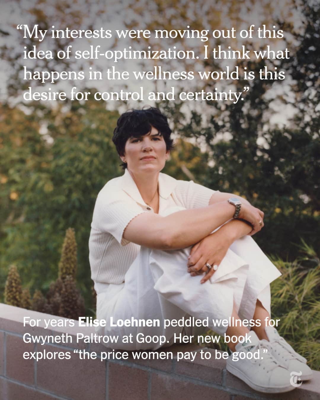New York Times Fashionのインスタグラム：「Elise Loehnen spent almost seven years working at Goop, Gwyneth Paltrow’s wellness and lifestyle company. In a new book, she writes that society has saddled women with damaging assumptions about what constitutes goodness.  In “On Our Best Behavior,” @eliseloehnen argues that women have long been culturally programmed to fear being “bad,” and to suppress their emotions, their needs and their voices. The book draws on history, sociology, philosophy, psychology, religion and science as well as Loehnen’s personal experience.  Loehnen had climbed to become the chief content officer for Goop, which offers an aspirational lifestyle manifesto and a guide to expensive and sometimes wacky products. She left the company in 2020 and experienced a bit of a reset; after being afflicted with an anxiety disorder that manifested as hyperventilation, she has found some equilibrium by giving up her quest for perfection.  Tap the link in our bio to read more from @sarahlyall33 about Loehnen’s examination of the pressures of self-optimization. Photo by @patmartin__」