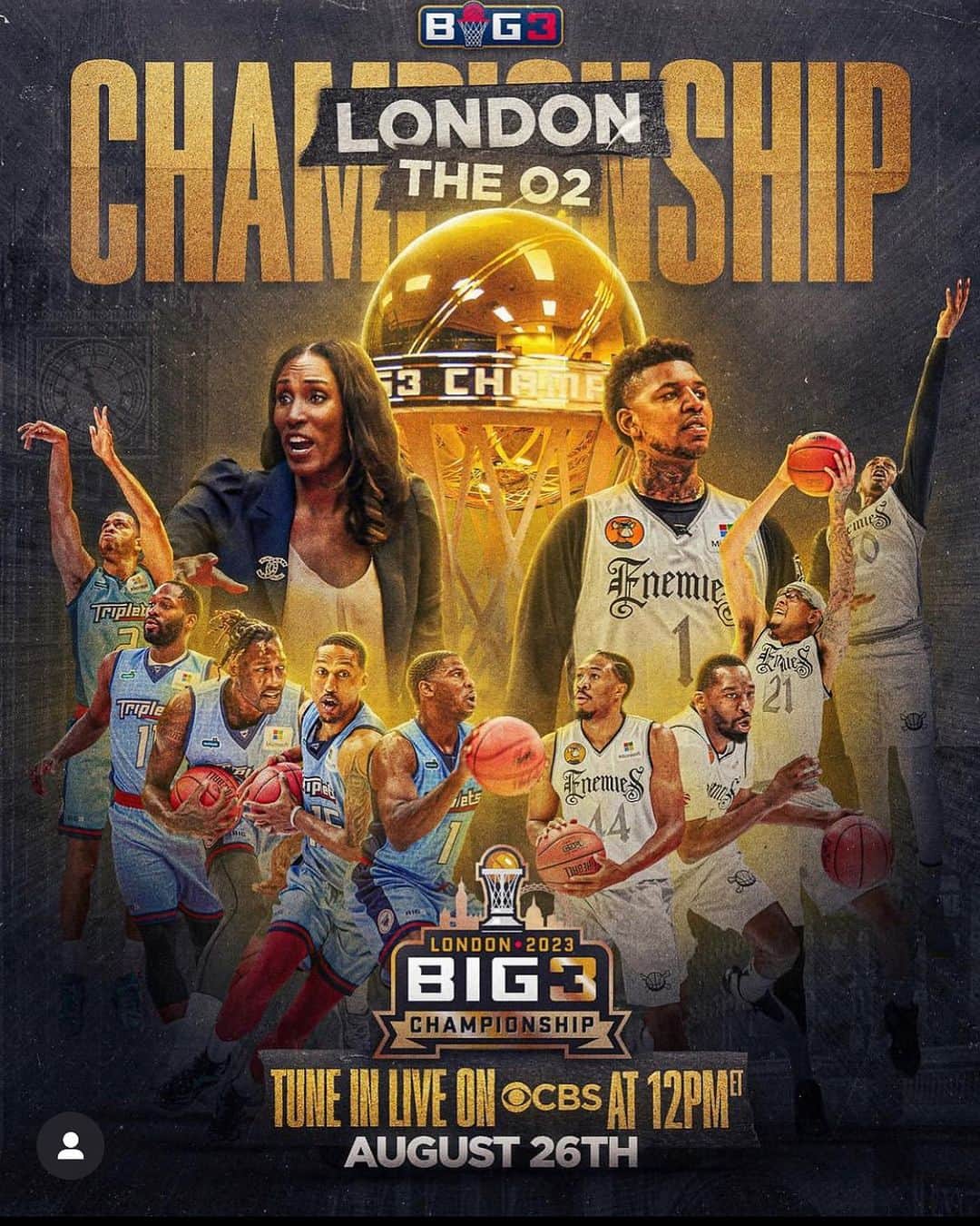のインスタグラム：「Championship time @thebig3  LEt GO!!!!!」