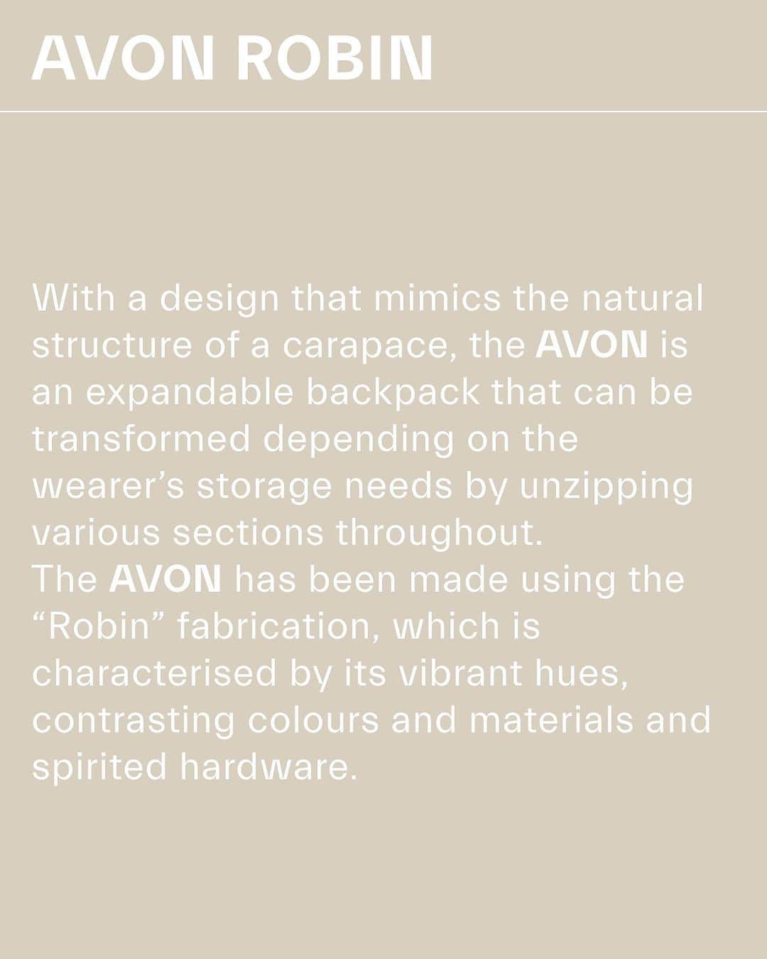 コートエシエルさんのインスタグラム写真 - (コートエシエルInstagram)「Introducing the AVON “Robin” Backpack for Fall/Winter ‘23.   With a design that mimics the natural structure of a carapace, the AVON is an expandable backpack that can be transformed depending on the wearer’s storage needs by unzipping various sections throughout.  The AVON has been made using the “Robin” fabrication, which is characterised by its vibrant hues, contrasting colours and materials and spirited hardware.   Available to purchase now from www.coteetciel.com」8月23日 17時57分 - coteetciel